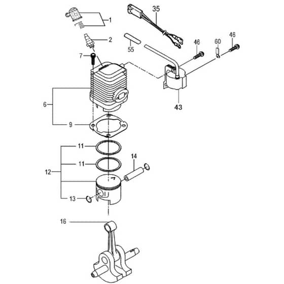 Tanaka TPH-2501SS - H42 TPH2501SS9539 - Cylinder Piston Crank Shaft