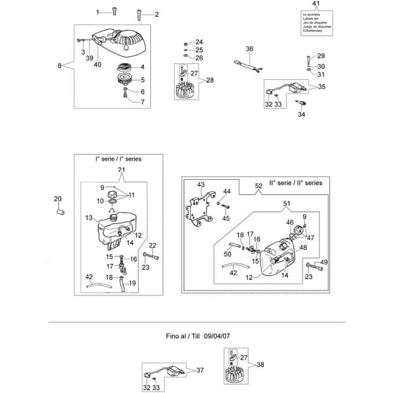 TR 1551 -  - Efco Earth Auger Starter assy and fuel tank Diagram