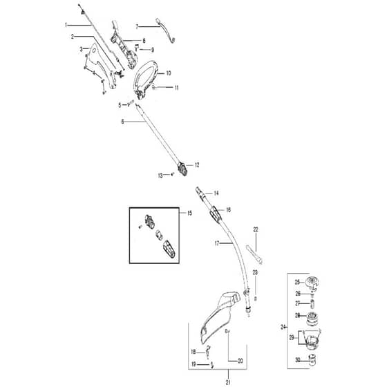 McCulloch TRIM MAC 250LS - 952715743 - 2011-12 - Shaft & Handle (3) Parts Diagram