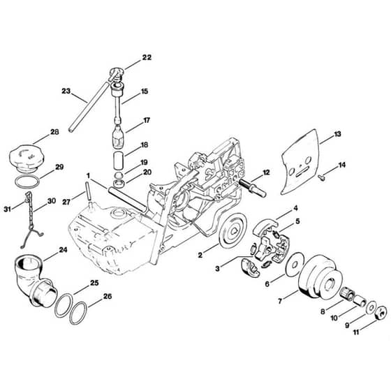 Stihl TS08 - Clutch, V-Belt Pulley - Parts Diagram
