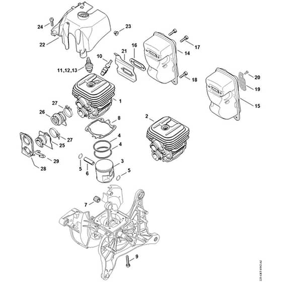 TS410 B-Cylinder, Muffler Assembly        
