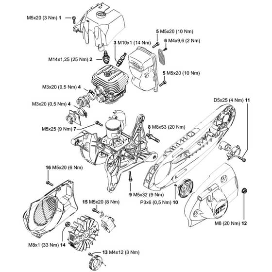 Genuine Stihl TS420 / S - Tightening torques