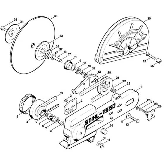 Stihl TS50 - Cast Arm, V-Belt Pulley - Parts Diagram