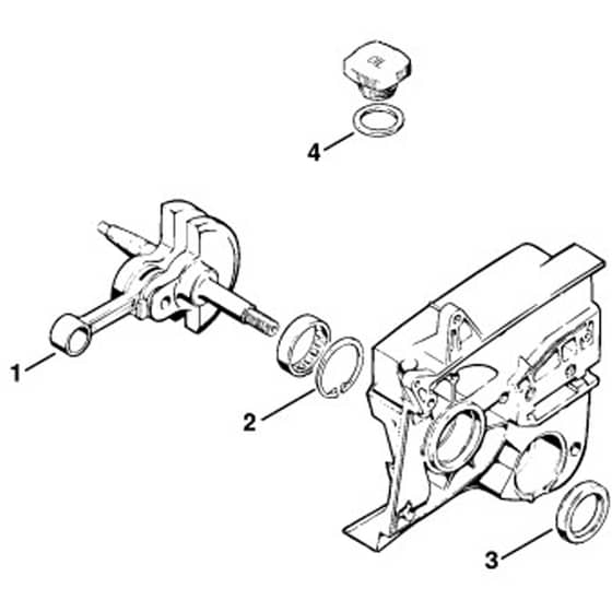 Stihl TS50 - Crankcase, Cylinder, Muffler 02 - Parts Diagram