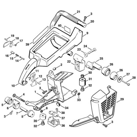 Stihl TS510 - Shroud, Handle Frame - Parts Diagram