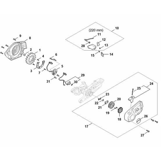 Stihl TS710i - Ignition System, Rewind Starter - Parts Diagram