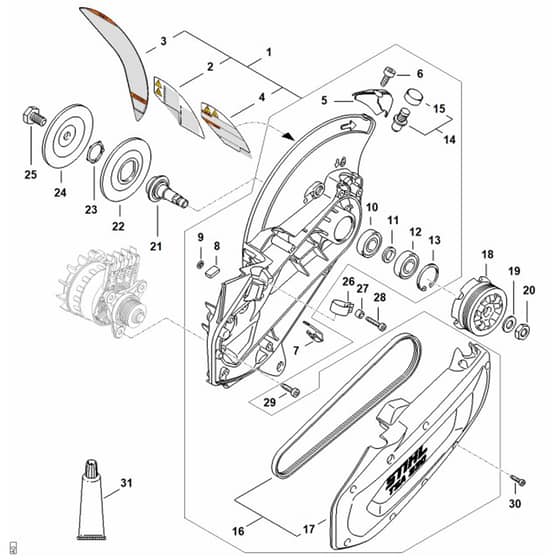 Stihl TSA230.1 - Cast Arm With Guard - Parts Diagram