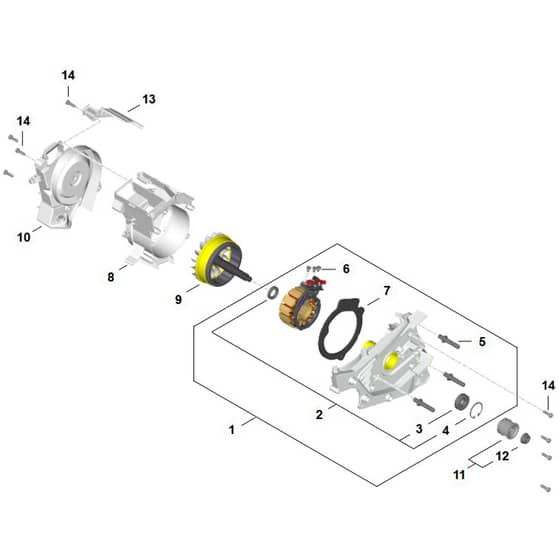 Stihl TSA350.0 - Electric Motor, Motor Housing - Parts Diagram