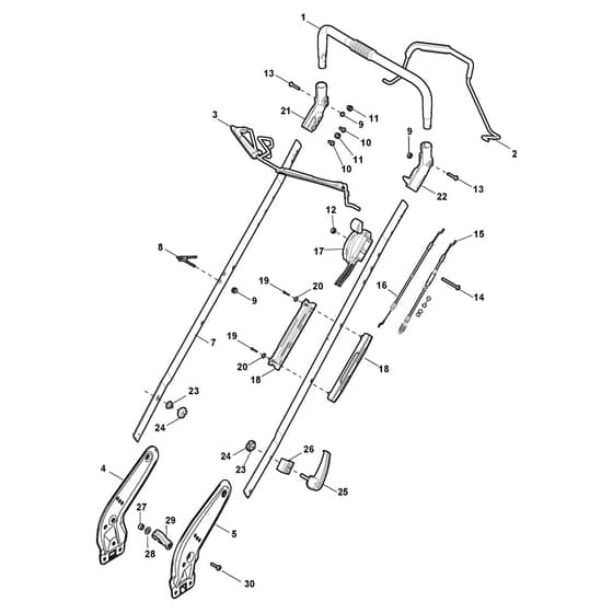 TURBO 48 SE B - 2012-2013 - 299486521/S12 - Stiga Rotary Mower Handle Upper Part Diagram