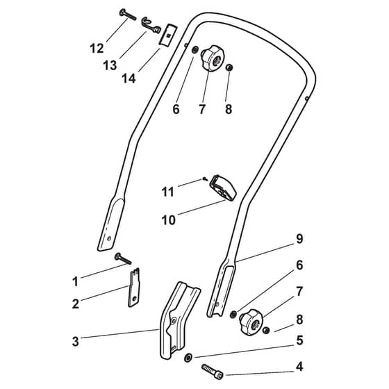 TURBO 50 S RENTAL B - 2009-2011 - 292502021/ST9 - Stiga Rotary Mower Handle Lower Part Diagram