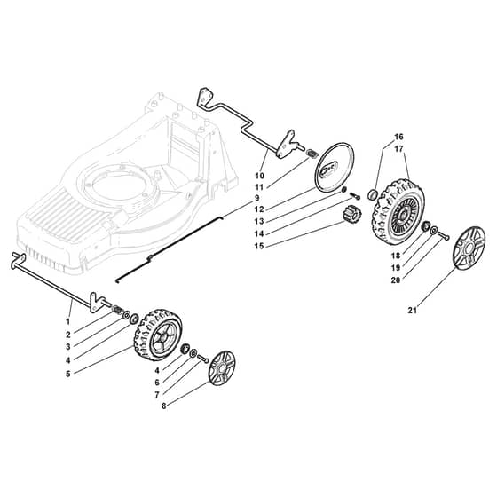 TURBO 50 SE RENTAL B - 2011-2012 - 292502521/S11 - Stiga Rotary Mower Wheels and Hub Caps Diagram