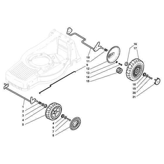TURBO 55 S COMBI - 2010 - 292554021/MER - Stiga Rotary Mower Wheels and Hub Caps Diagram