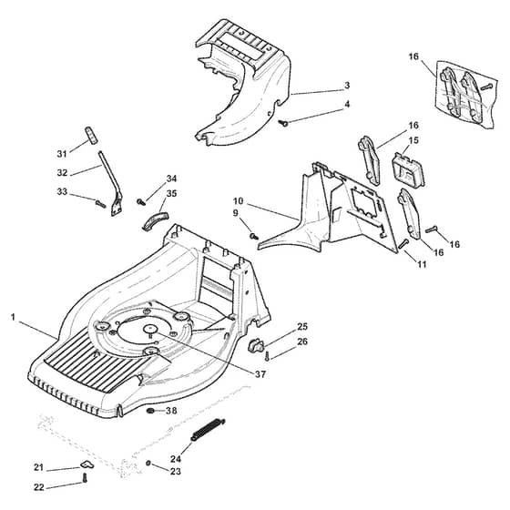 TURBO 55 S RENTAL B - 2011 - 292552021/S11 - Stiga Rotary Mower Deck and Height Adjusting Diagram