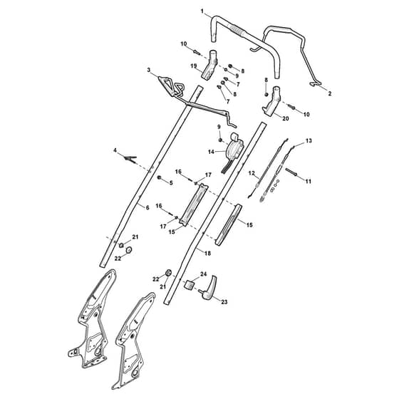 TURBO EXCEL 55 S B - 2011 - 290556021/S11 - Stiga Rotary Mower Handle Upper Part Diagram