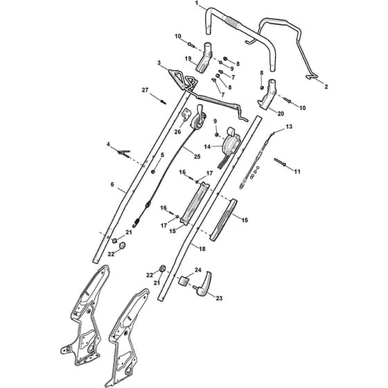 TURBO EXCEL 55 S H B - 2011 - 290558031/S10 - Stiga Rotary Mower Handle Upper Part Diagram