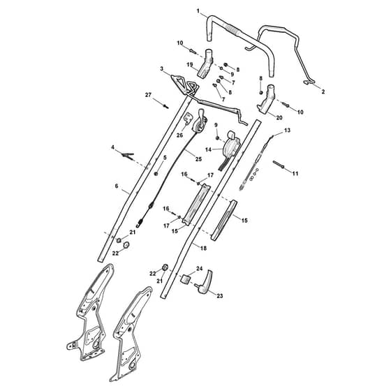 TURBO EXCEL 55 S H BBC - 2010 - 290558031/S10 - Stiga Rotary Mower Handle Upper Part Diagram