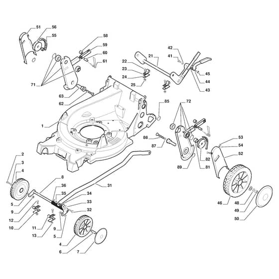 TURBO HD 60 MHV BBC - 2010-2011 - 292533038/S10 - Stiga Rotary Mower Deck and Height Adjusting Diagram