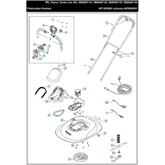 Flymo Turbo Lite 350 - 2014-05 - Lawn Mower Main Assembly