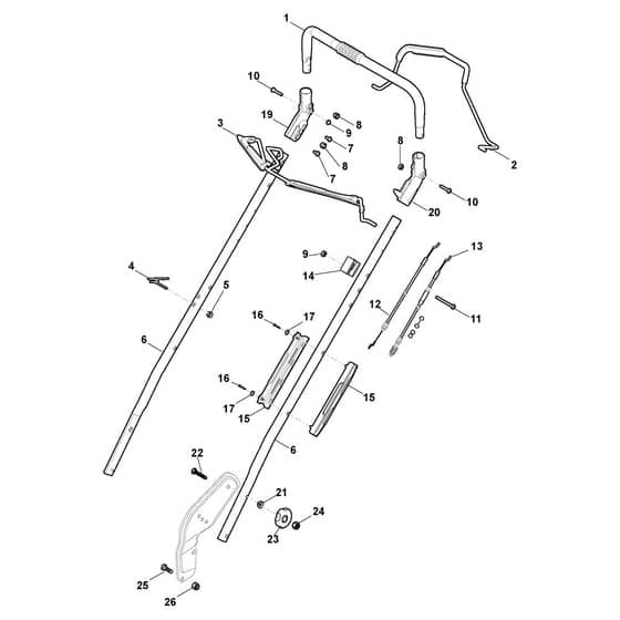 TURBO POWER 50 S H - 2017-2019 - 295506038/S17 - Stiga Rotary Mower Handle Upper Part Diagram