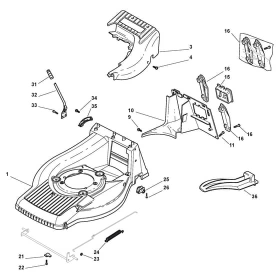 TURBO PRO 50 S B - 2013 - 292502028/S13 - Stiga Rotary Mower Deck and Height Adjusting Diagram
