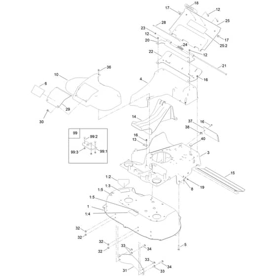 Toro TurfMaster 76cm - 22207 (412700000 - 415399999) Deck, Frame and Chute