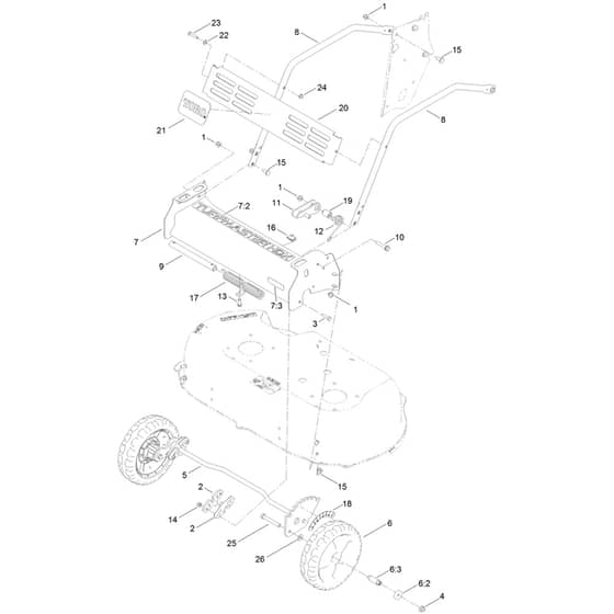 Toro TurfMaster 76cm - 22207 (406000000 - 407299999) Front Bumper and Wheel