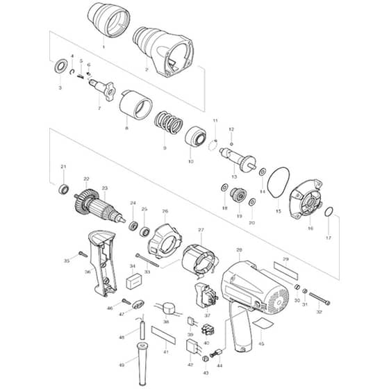 Makita TW0350 - Impact Wrench - Power Tool Diagram