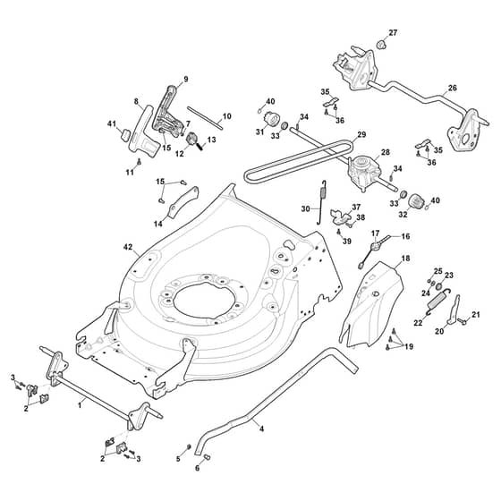 TWINCLIP 50 SQ H - 2019-2022 - 294512838/ST1 - Stiga Rotary Mower Deck and Height Adjusting Diagram
