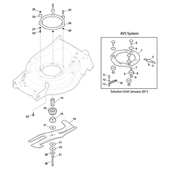 TWINCLIP 55 SV H - 2016-2018 - 294563038/S16 - Stiga Rotary Mower Blade Diagram