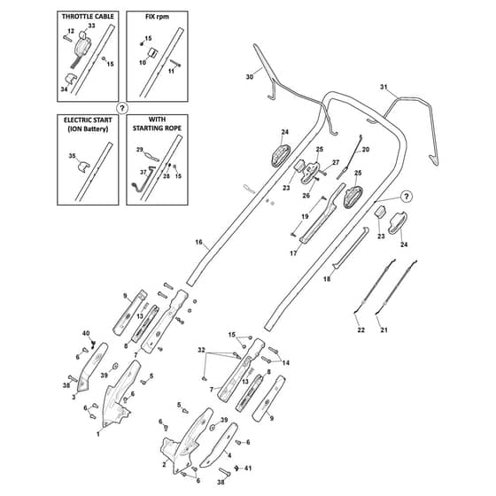 TWINCLIP 950 VR - 2023-2024 - 294519048/ST1 - Stiga Rotary Mower Handle Upper Part Diagram