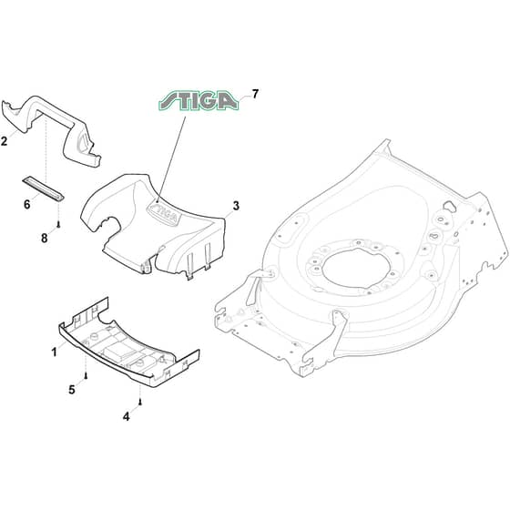 Twinclip 950e V Kit - 2023-2025 - 294513998/ST1 - Stiga Rotary Mower Mask Diagram