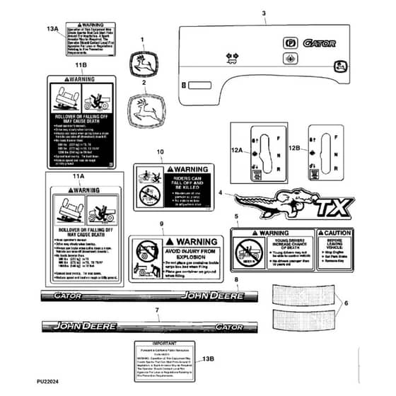 John Deere TX4X2 - PC9461 - Labels ( - 050000) - ST486879