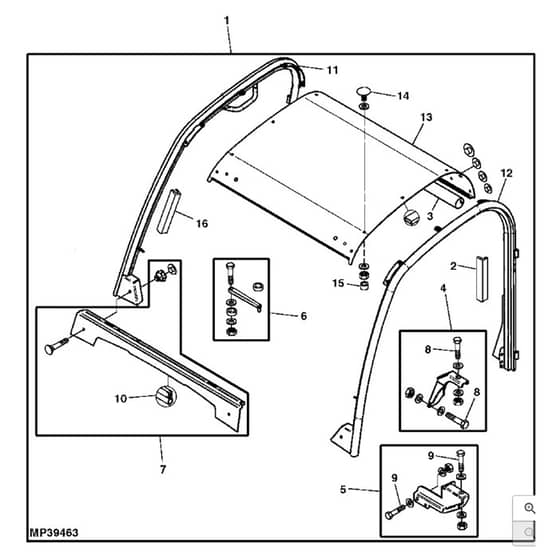 John Deere TX4X2 - PC9461 - Canopy Kit - ST486885