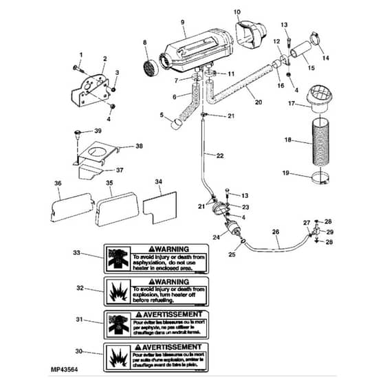 John Deere TX4X2 - PC9461 - Heater (070001 - ) - ST486897