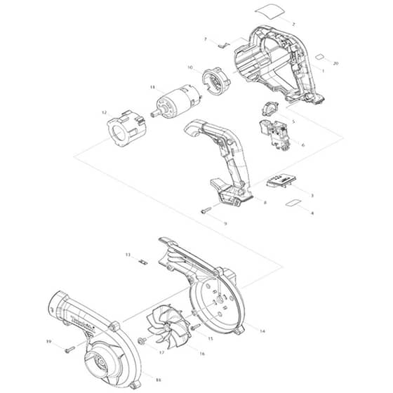 Makita UB100D - Cordless Blower - Power Tool Diagram