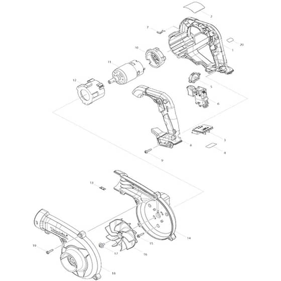 Makita UB101D - Cordless Blower - Power Tool Diagram