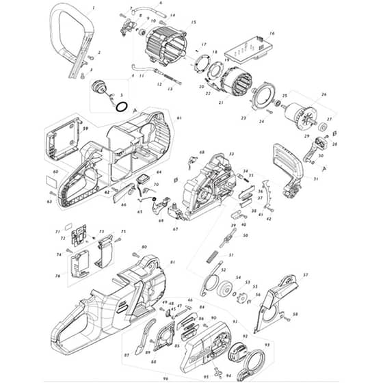 Makita UC014G - 300mm Cordless Chain Saw - Power Tool Diagram