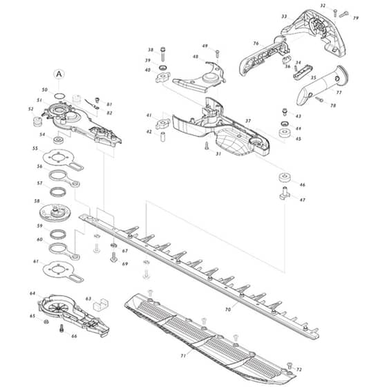 Makita UH013G - 600mm Cordless Hedge Trimmer - Power Tool 02 Diagram