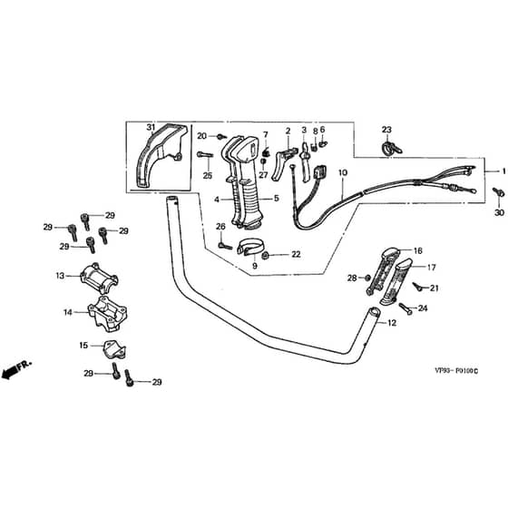 Honda UMK422-UT3D -  Handle Pipe Diagram