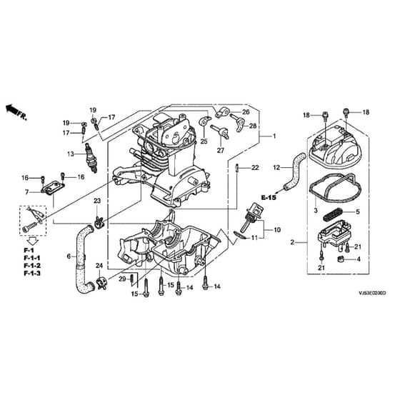 Honda UMK425E1-UEET -  Cylinder Head Cover, Crankcase Set Diagram