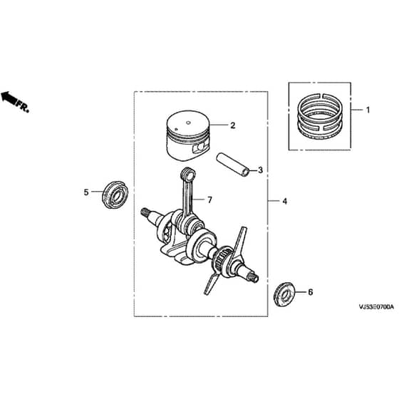 Honda UMK425E-LE -  Crankcase, Piston Diagram