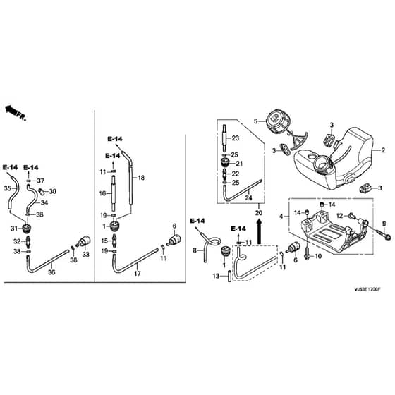 Honda UMK425E-U3E -  Fuel Tank Diagram