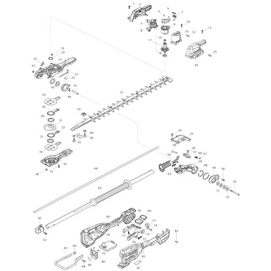 Makita UN001G - 600mm Crdlss Pole Hdg Trimmer - Power Tool Diagram
