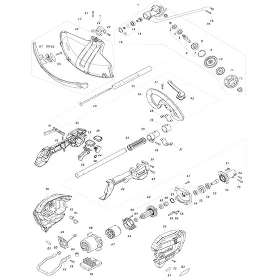 Makita UR007G - Cordless Grass Trimmer - Power Tool Diagram