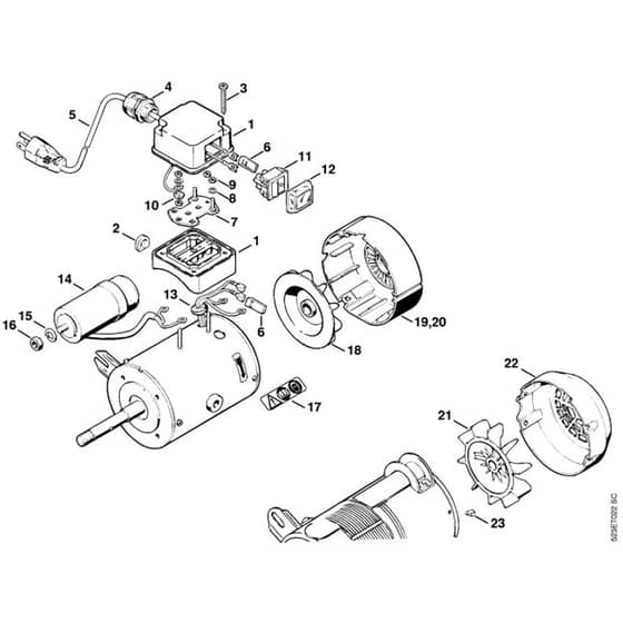 Stihl USG - Electric Motor 110V-60Hz - Parts Diagram