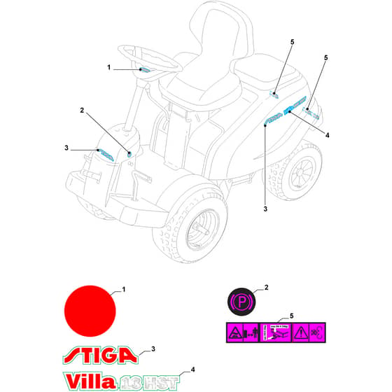 VILLA 12 - 2016-2020 - 2F2700141/S16 - Stiga Front Mower Labels Diagram