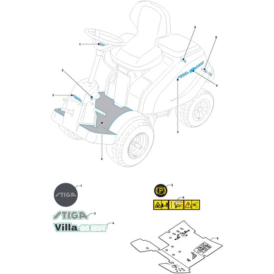 VILLA 13 - 2018-2021 - 2F2700321/S17 - Stiga Front Mower Labels Diagram