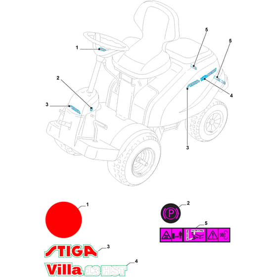 VILLA 16 HST - 2017-2020 - 2F2720511/S17 - Stiga Front Mower Labels Diagram