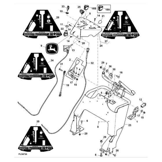 John Deere W36M - PC13627 - Control Console (3/3) - ST942004