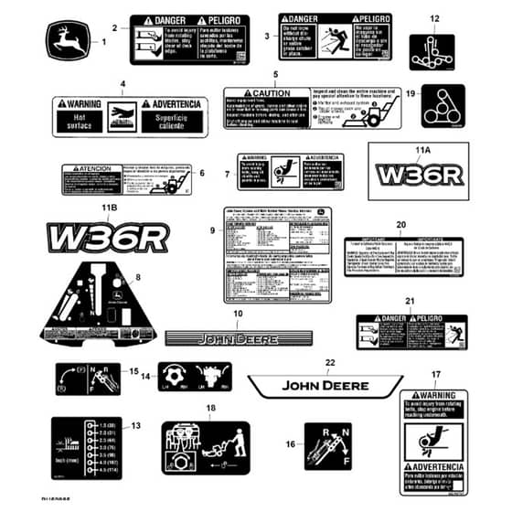 John Deere W36R - PC13629 - Labels - ST942252